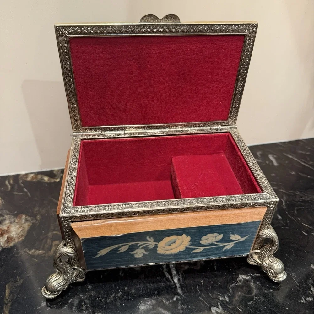 Reuge Swiss Musical Movement Japanese Wooden Koi Fish Musical Jewelry Box